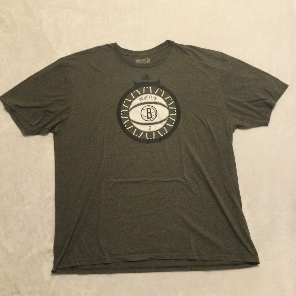 Brooklyn Nets Adidas Men‎ T-Shirt - Gray- 2X